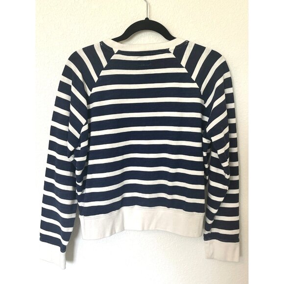 J. Crew Vintage Fleece M Navy & Ivory Striped Pullover Sweatshirt - Picture 4 of 4